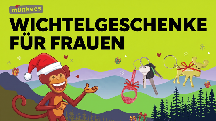 Wichtelgeschenke für Frauen – munkees Elch-Anhänger und Tennis-Flaschenöffner mit Herzen