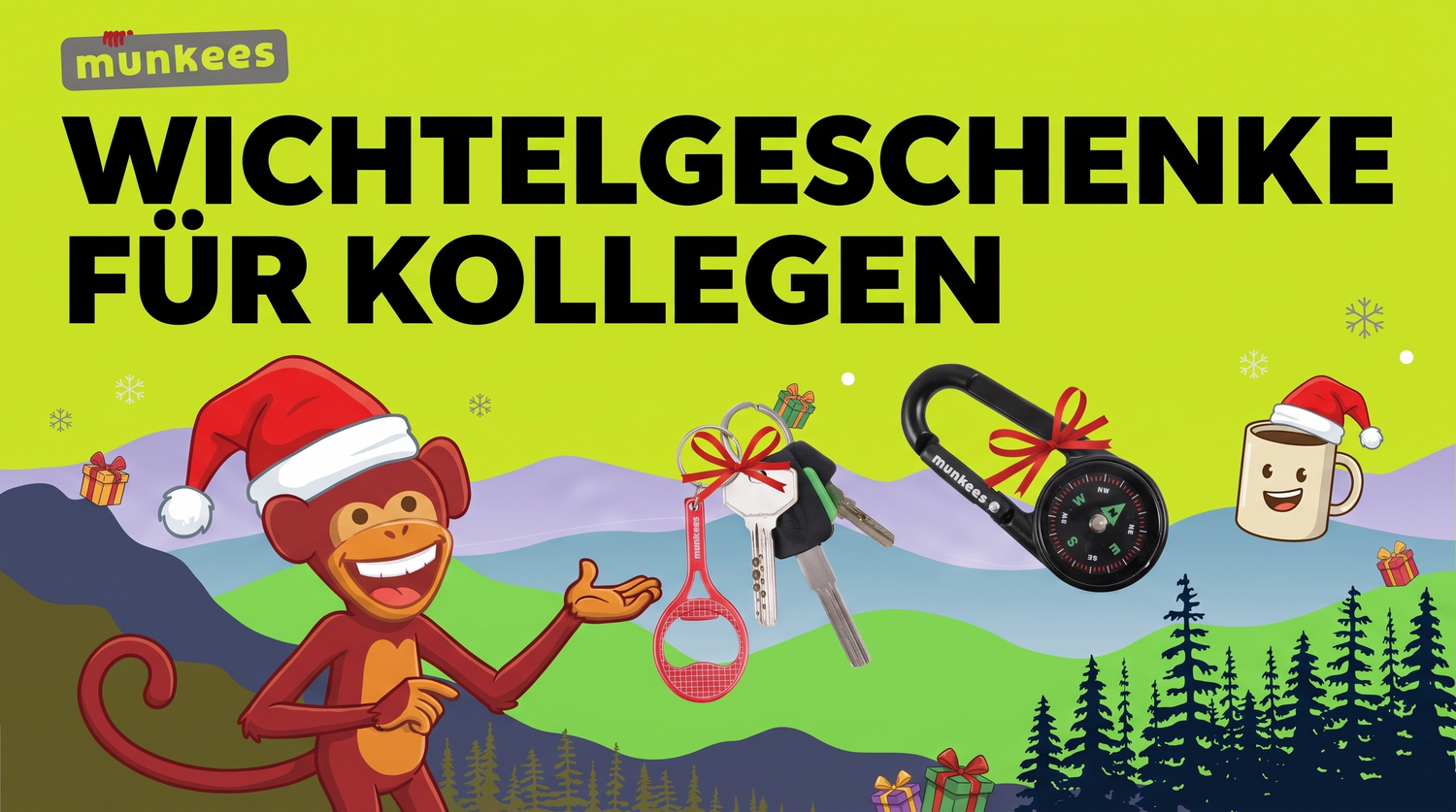 Wichtelgeschenke für Kollegen – munkees Tennis-Flaschenöffner und Kompass-Karabiner fürs Büro-Wichteln