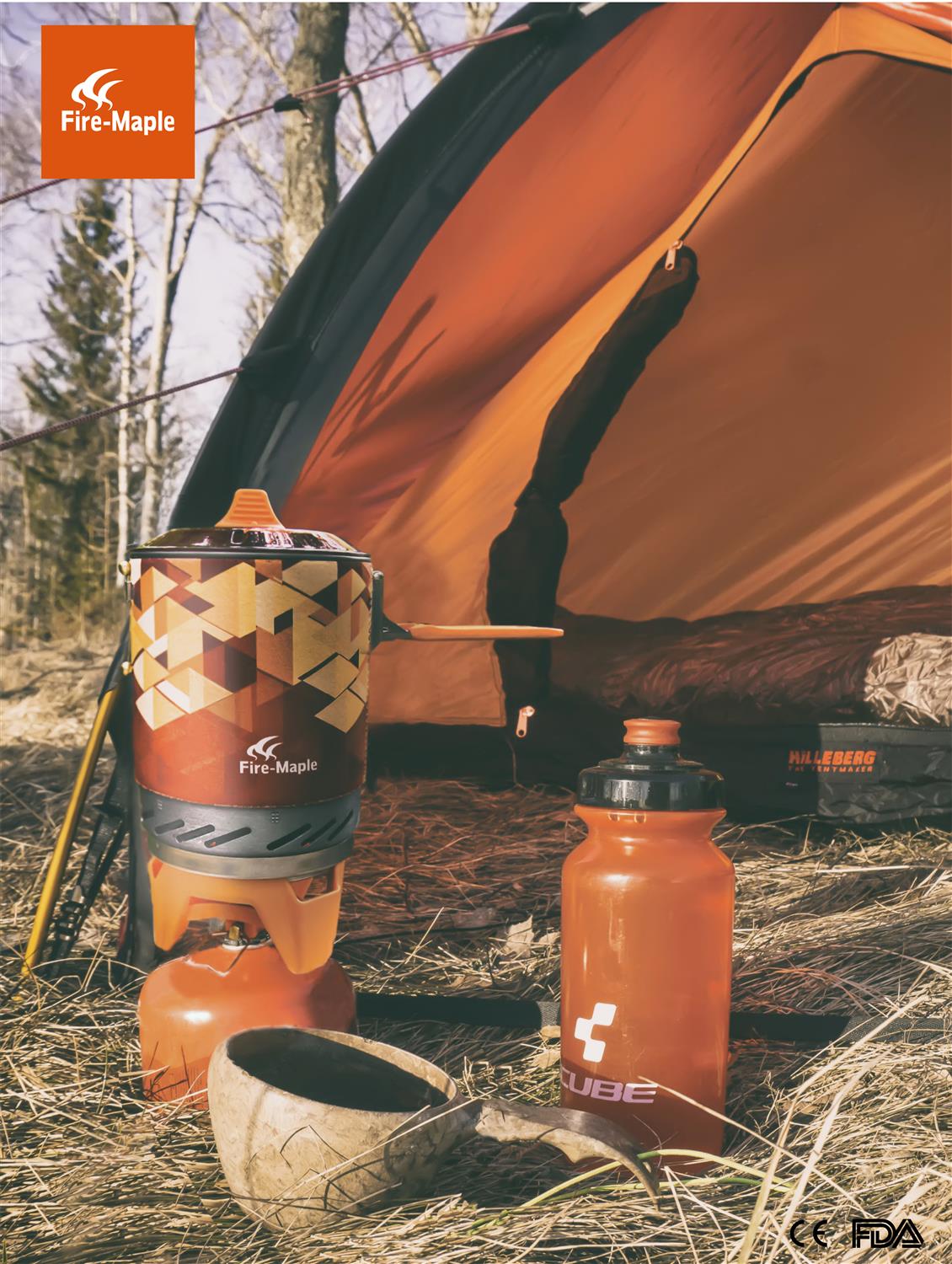 Zusammengeklappter Fire-Maple Star X2 Kocher mit kompaktem 1L Topf