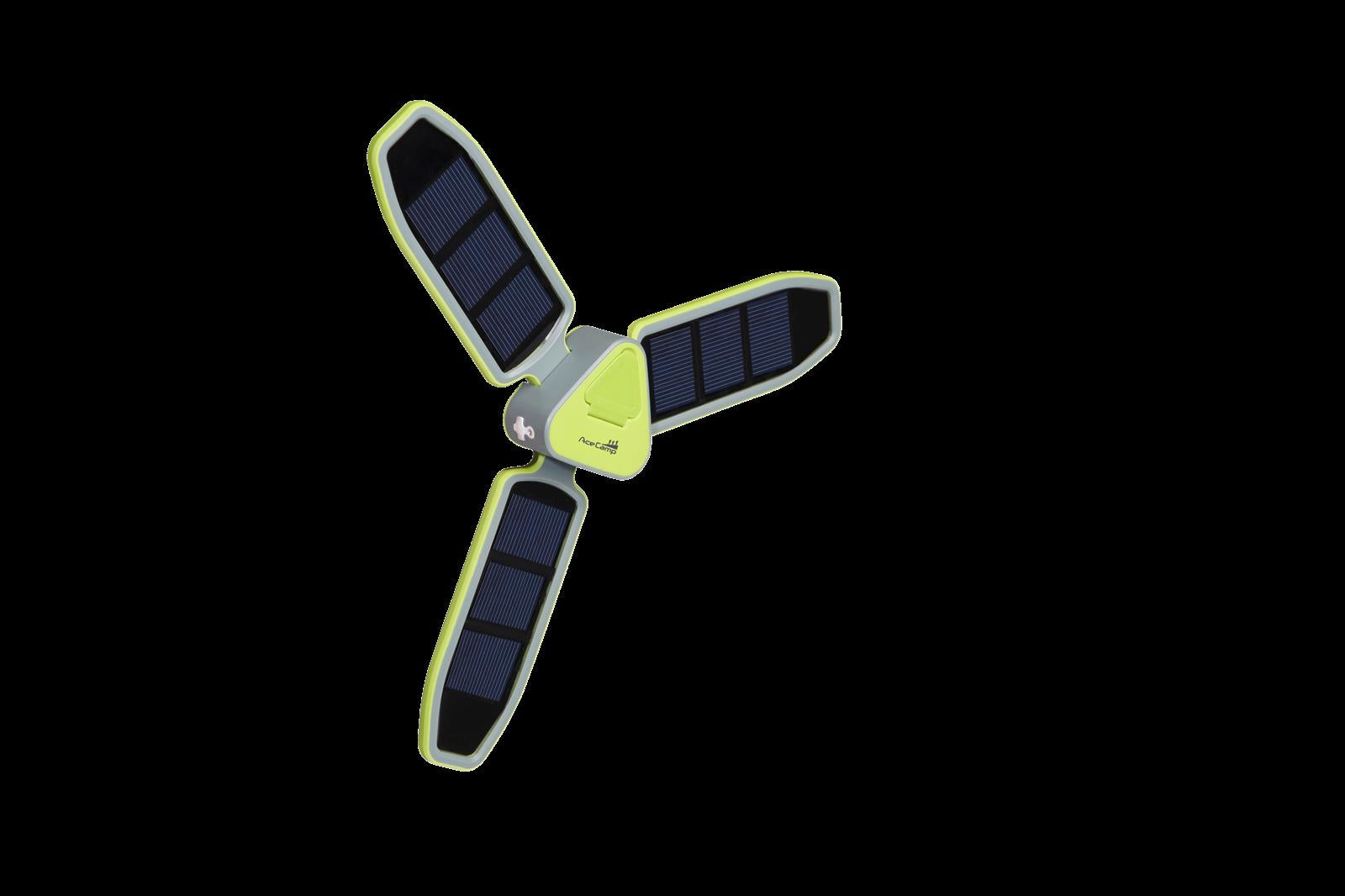 SURYA Solarlampe aufgeklappt leuchtendes Solarpanel Campingplatz
