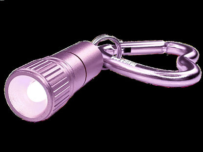 Rückseite Verpackung munkees Mini Taschenlampe Herz-Karabiner pink