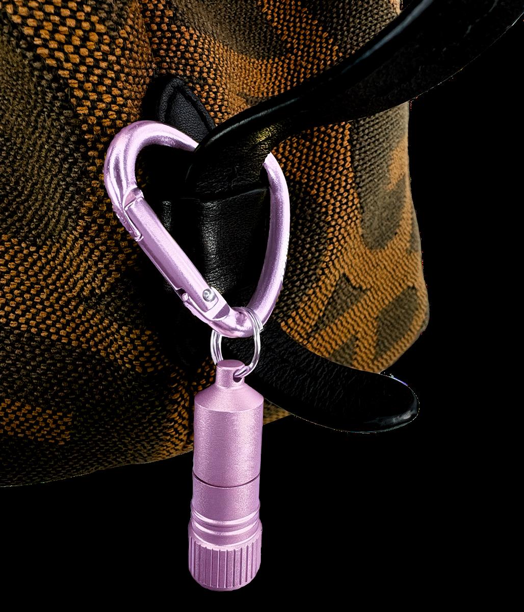 Batteriefach munkees Mini LED Taschenlampe pink geöffnet
