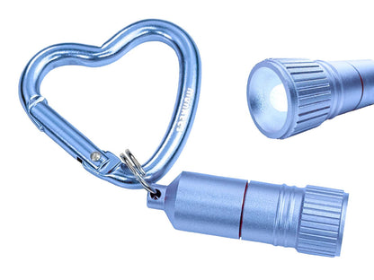 Blaue Herz-Karabiner Taschenlampe munkoes.shoptailansicht von vorne