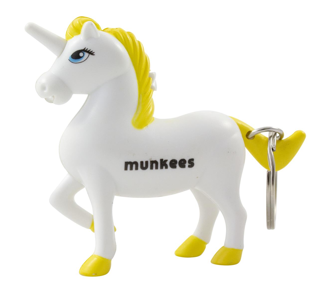 Munkees Einhorn Schlüsselanhänger Rückseite mit Metallkarabiner und Ring