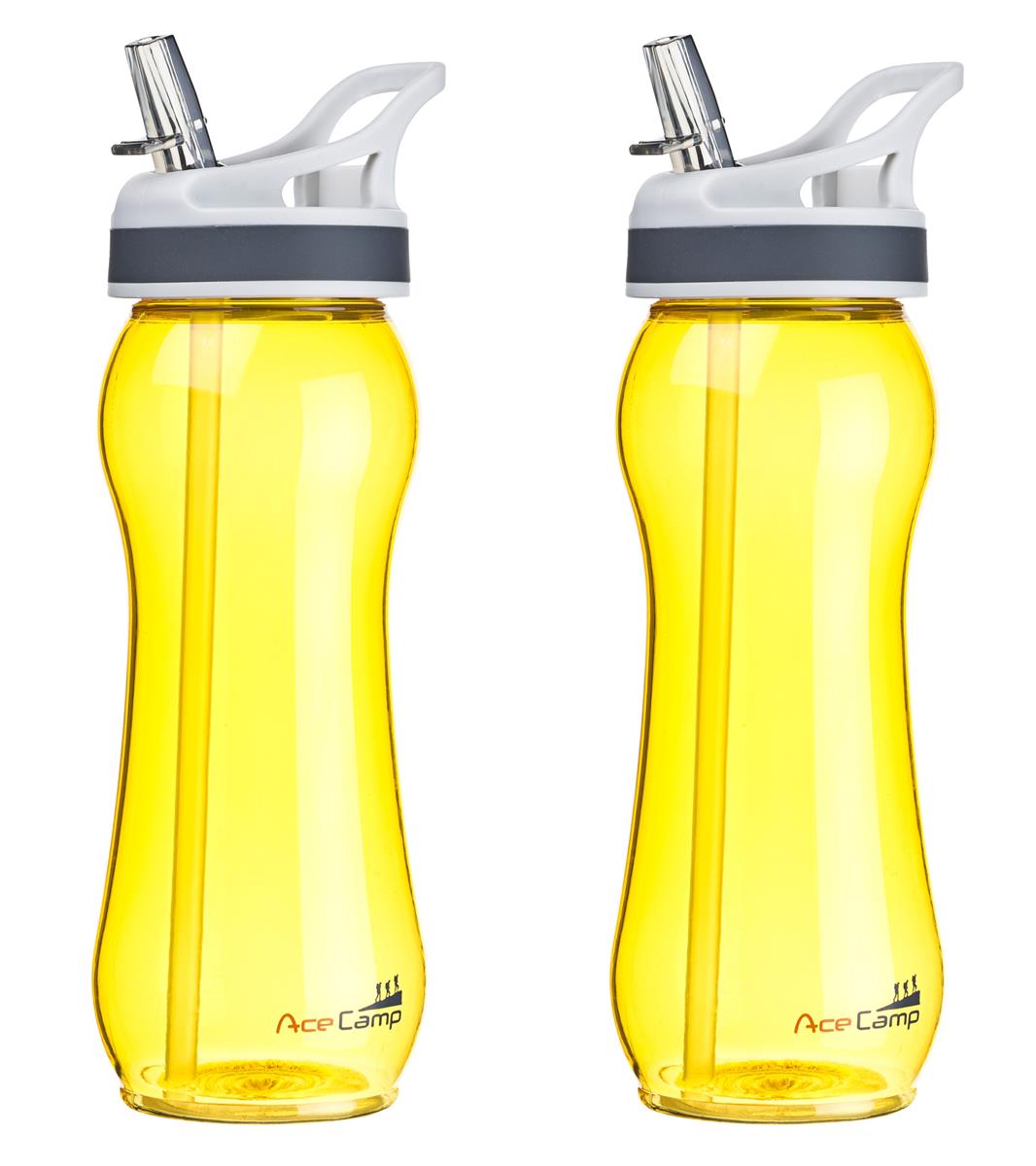 AceCamp TRITAN Trinkflasche BPA-frei mit Trinkhalm Deckel geöffnet