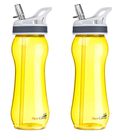 AceCamp TRITAN Trinkflasche BPA-frei mit Trinkhalm Deckel geöffnet