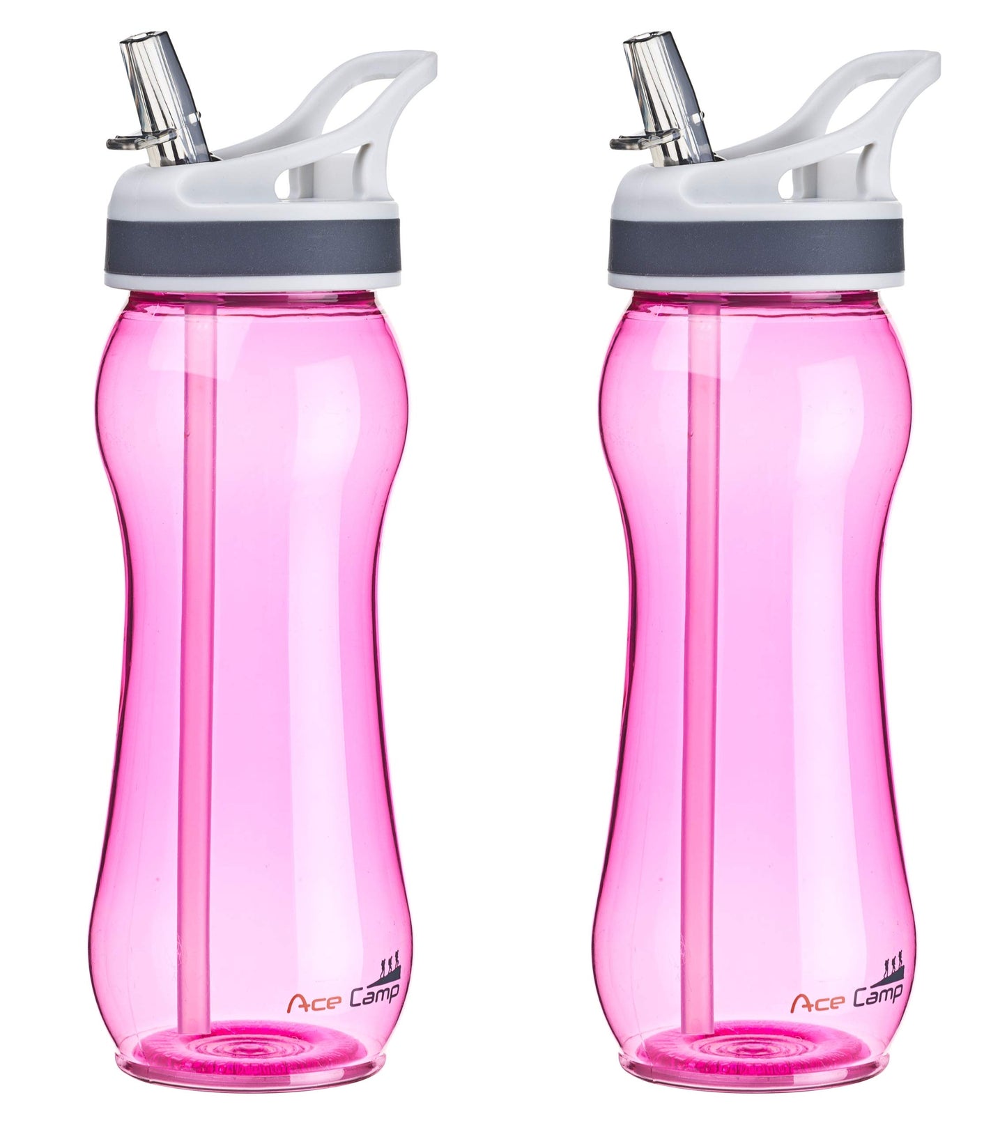 AceCamp TRITAN Trinkflasche BPA-frei mit Trinkhalm auf Wanderrucksack
