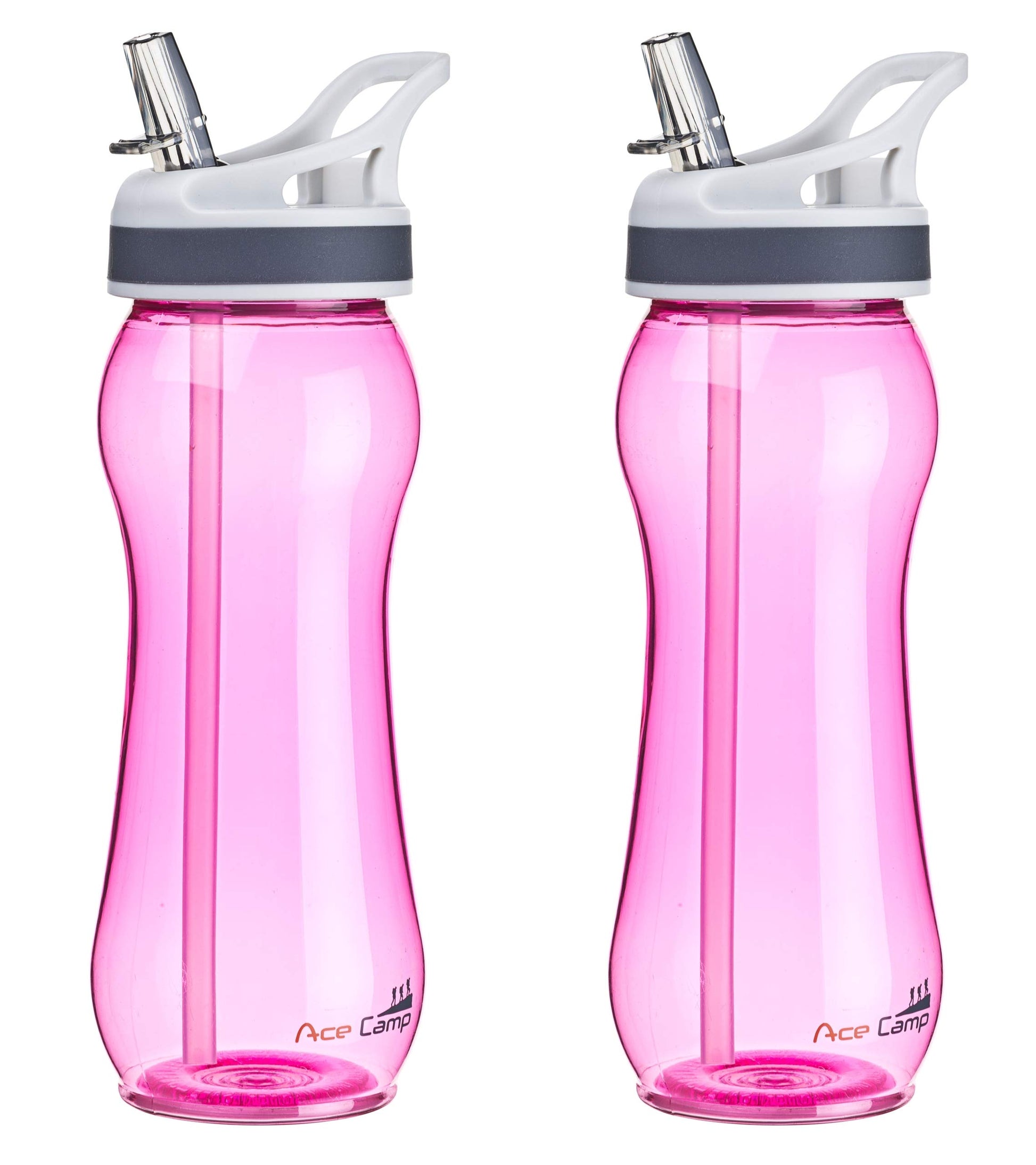 AceCamp TRITAN Trinkflasche BPA-frei mit Trinkhalm auf Wanderrucksack