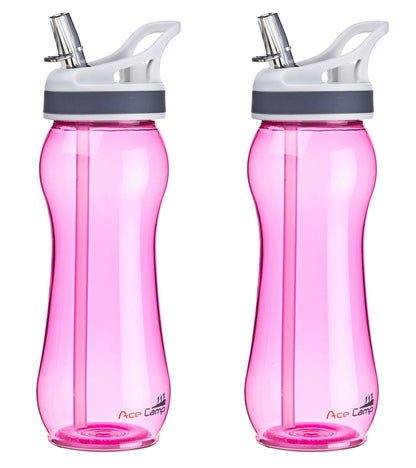 AceCamp TRITAN Trinkflasche BPA-frei mit Trinkhalm auf Wanderrucksack