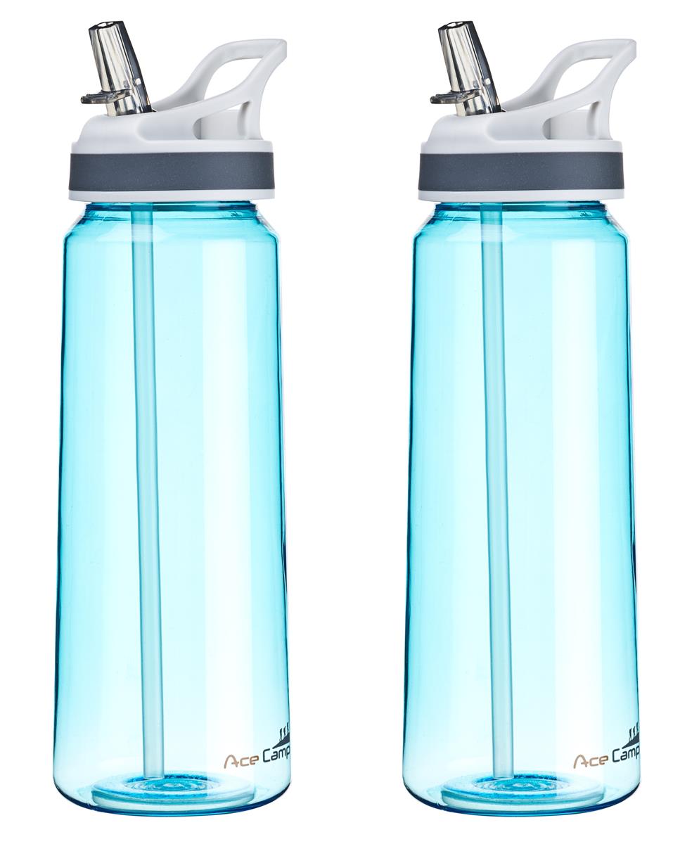 Farbvarianten der AceCamp TRITAN Trinkflasche BPA-frei mit Trinkhalm nebeneinander