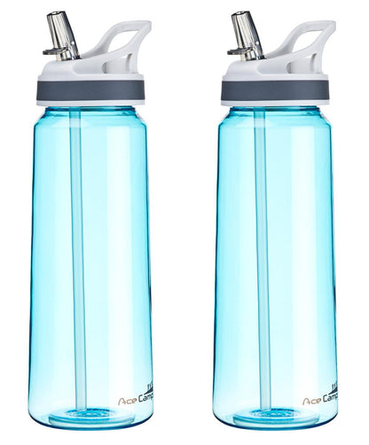 Farbvarianten der AceCamp TRITAN Trinkflasche BPA-frei mit Trinkhalm nebeneinander