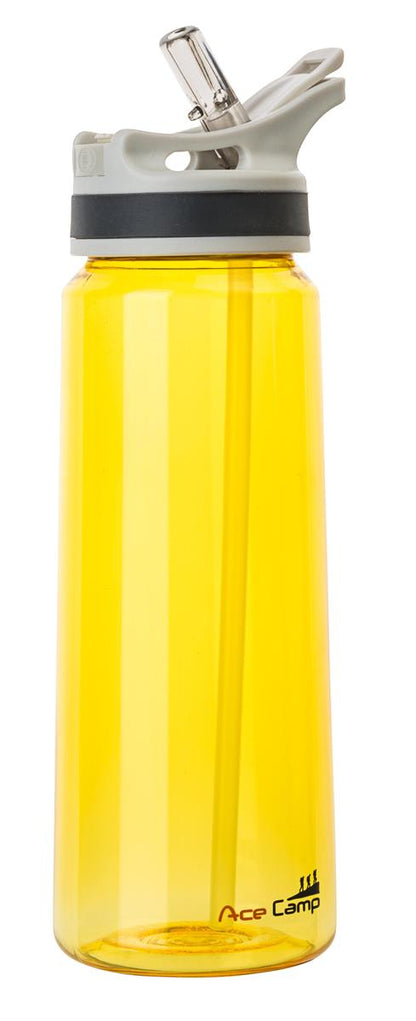 AceCamp TRITAN Trinkflasche mit Trinkhalm und Karabinerhaken am Rucksack befestigt