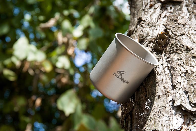 Fire Maple Titanium Becher 330ml Innenansicht mit Maßmarkierungen