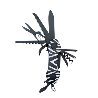 munkees Taschenmesser Zebra mit 15 Funktionen in geschlossenem Zustand