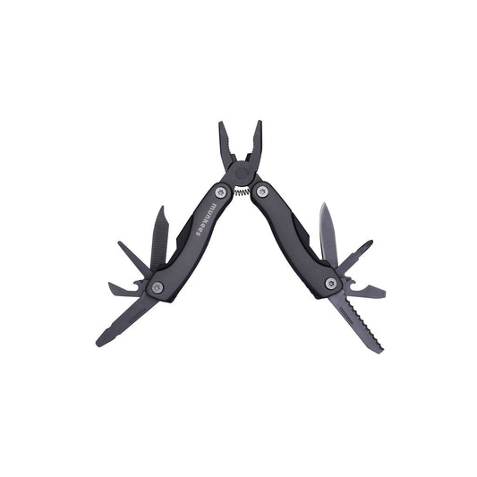 Munkees Edelstahl Multitool 9-in-1 Anthrazit Gesamtansicht auf weißem Hintergrund