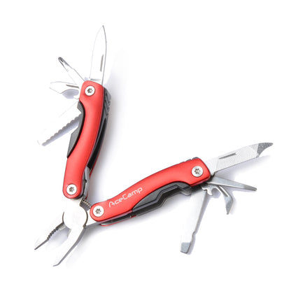 munkees Multi Tool rot aufgeklappt alle 9 Funktionen im Überblick