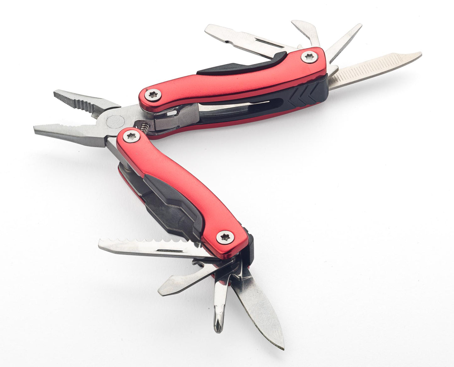 munkees Edelstahl Multi Tool Detailansicht Zange und Messerklinge rot
