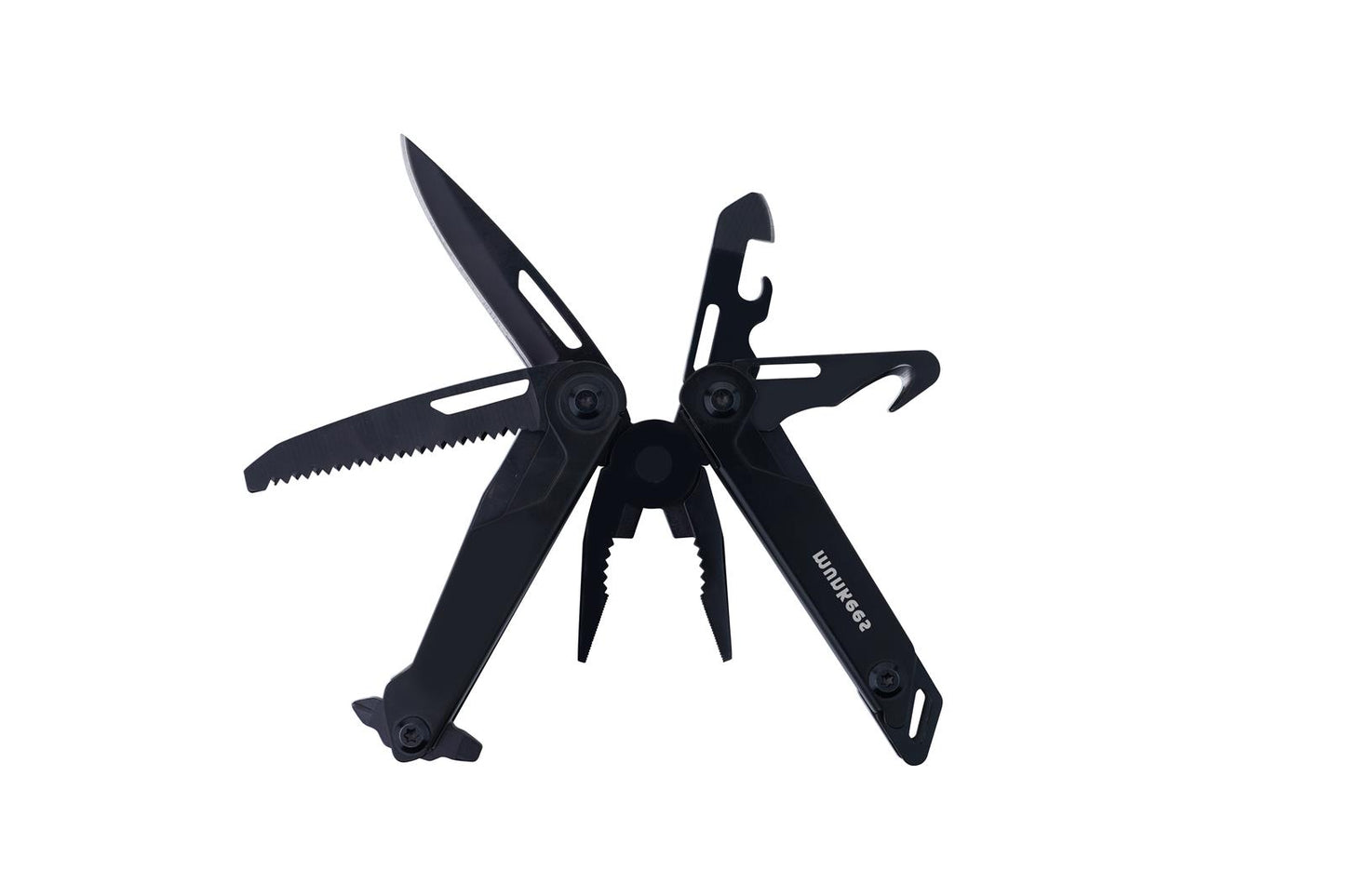 munkees Multitool 10-in-1 Black Line schwarzes Taschenmesser mit Werkzeugfunktionen