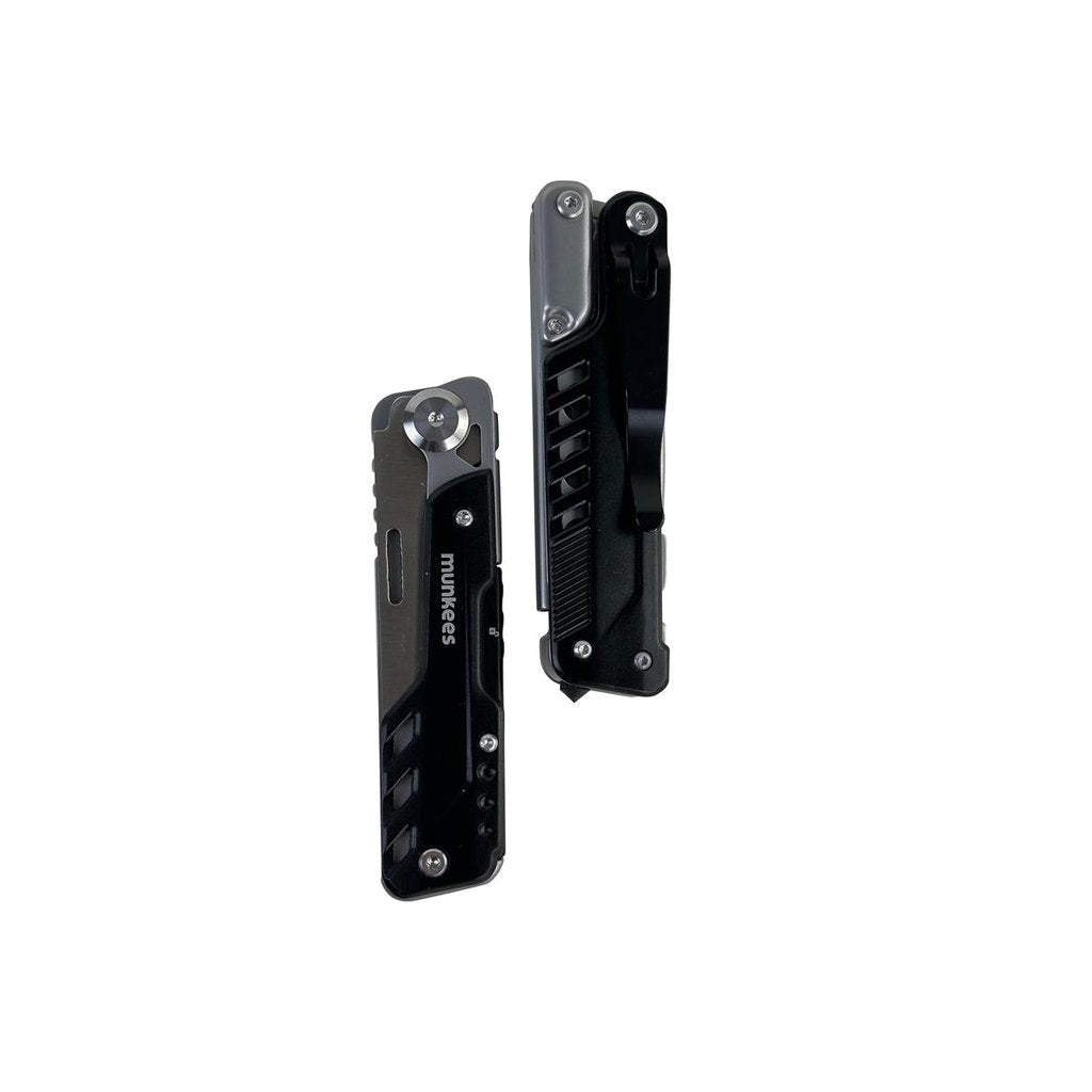 munkees Messer Black Line Klingendetail schwarze Beschichtung Nahaufnahme