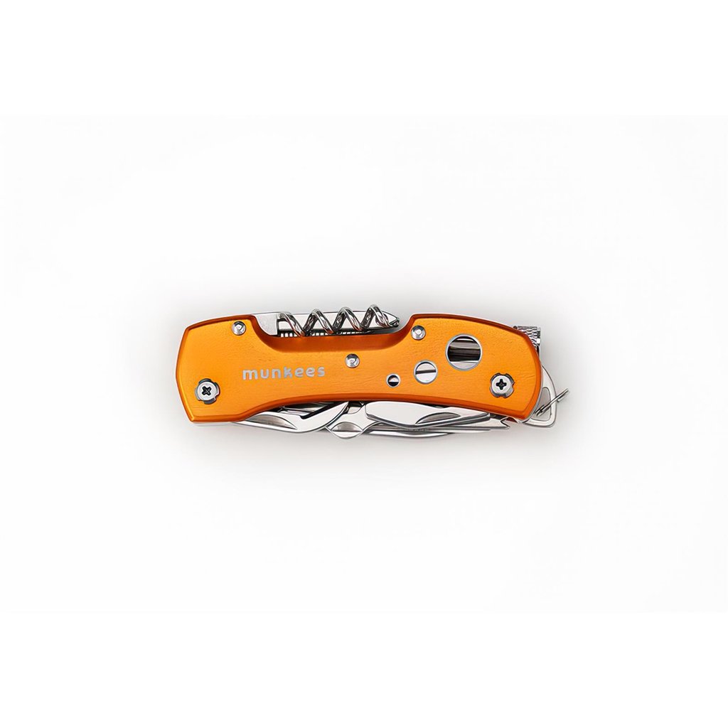 munkees Taschenmesser Orange alle 15 Werkzeuge ausgeklappt Detailansicht