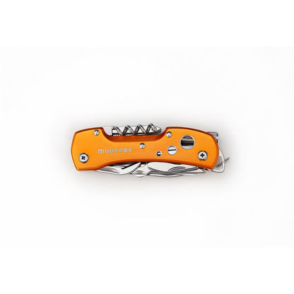 munkees Taschenmesser Orange alle 15 Werkzeuge ausgeklappt Detailansicht