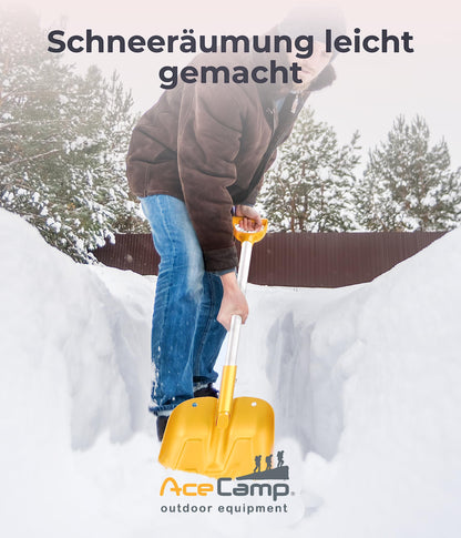 AceCamp Aluminium-Schneeschaufel zusammengeklappt für kompakte Aufbewahrung