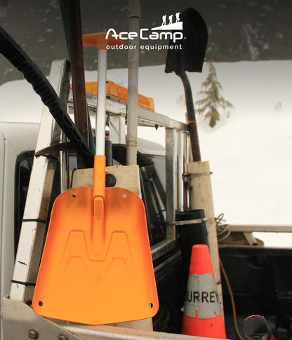 AceCamp faltbare Schneeschaufel – Schaufelblatt aus robustem Aluminium Nahaufnahme