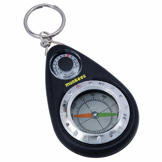 Munkees Kompass-Schlüsselanhänger mit Thermometer in Silber-Optik