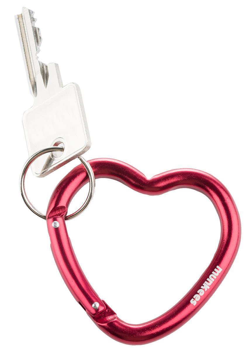 Munkees Herz-Karabiner I Rot – Detailaufnahme des Schnappverschlusses
