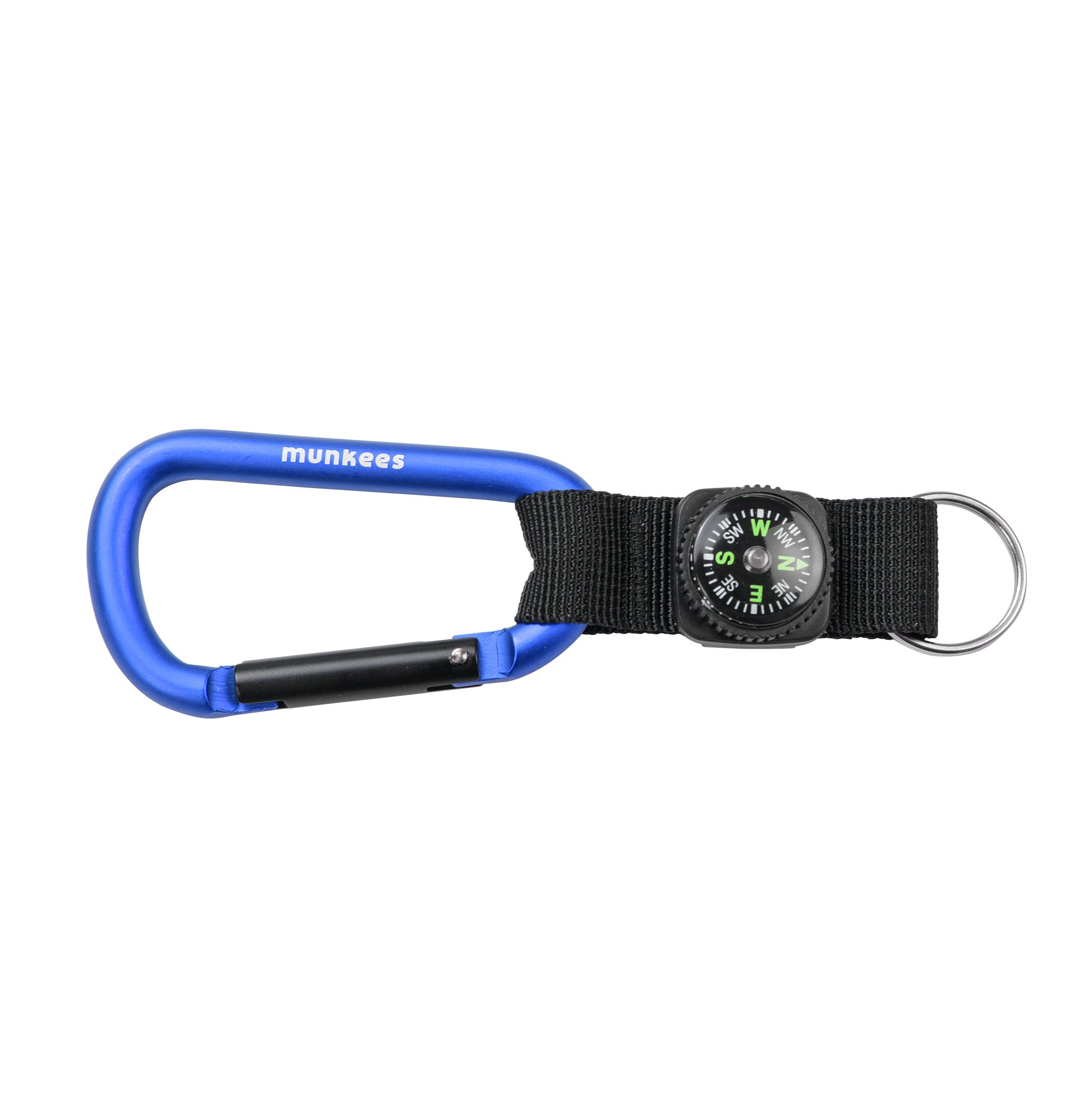 Munkees Karabiner mit Kompassband und Schlüsselring in Silber