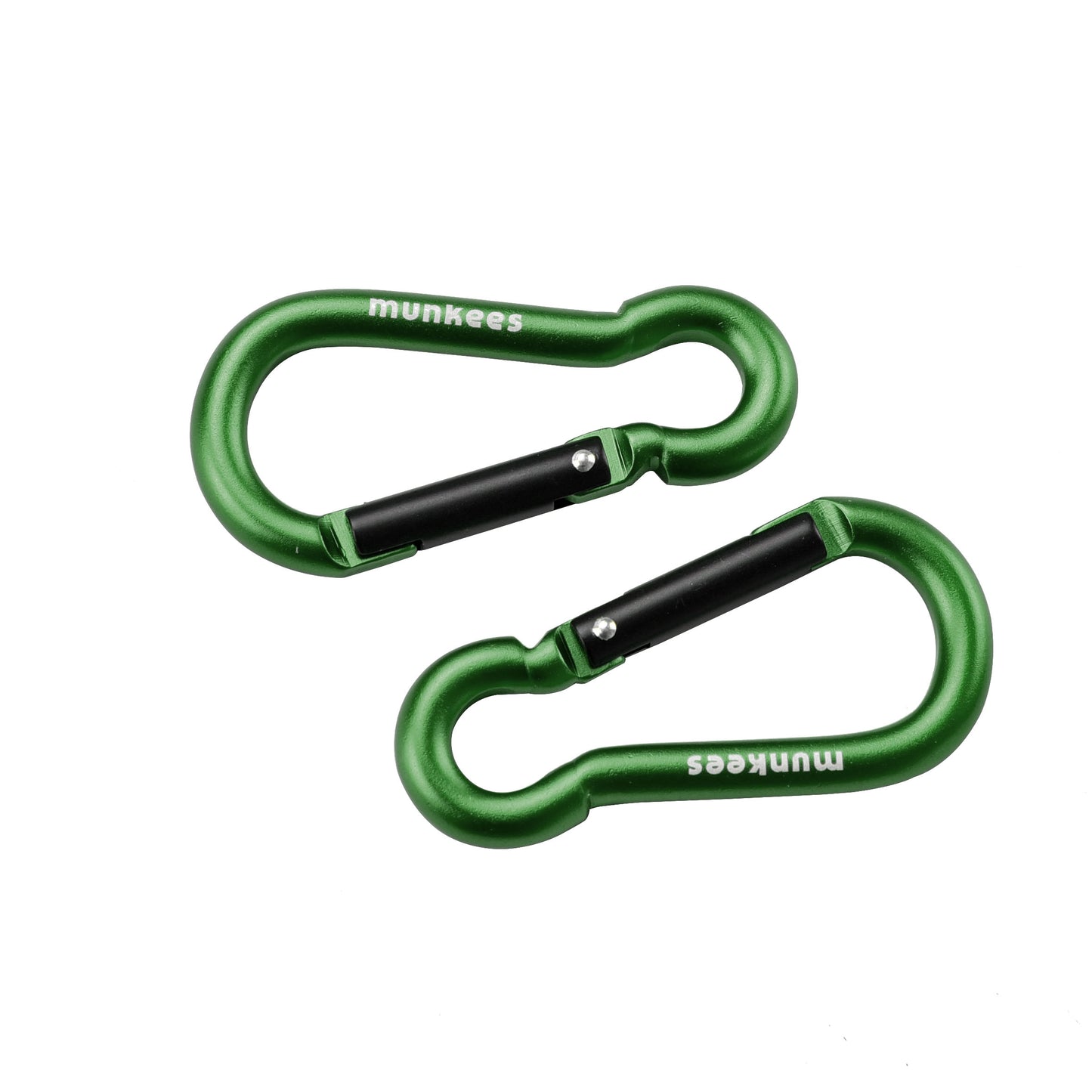 Munkees Karabiner Birnenform 2er Set nebeneinander Größenvergleich