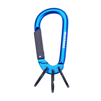 munkees Karabiner mit 3 Schlüsselringen aus Aluminium in Silber