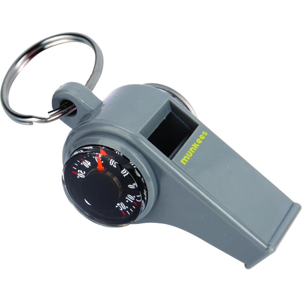 munkees 3in1 Pfeife mit Kompass & Thermometer, grau