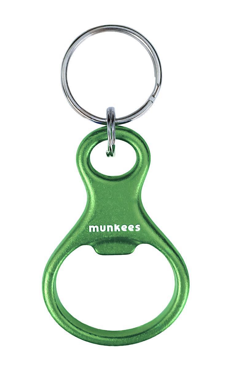 Munkees Schlüsselanhänger Achter Größenvergleich neben Münze