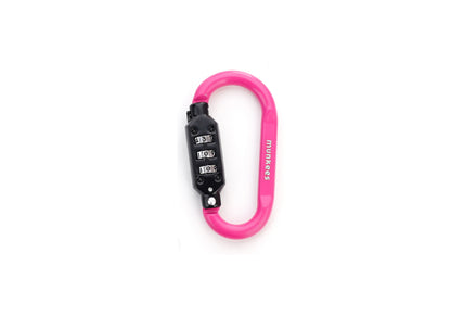 munkees Zahlenschloss-Karabiner D-Form – Magenta oder Blau