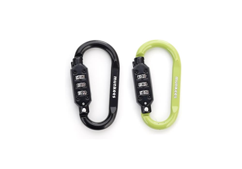 munkees Zahlenschloss-Karabiner D-Form – Magenta oder Blau