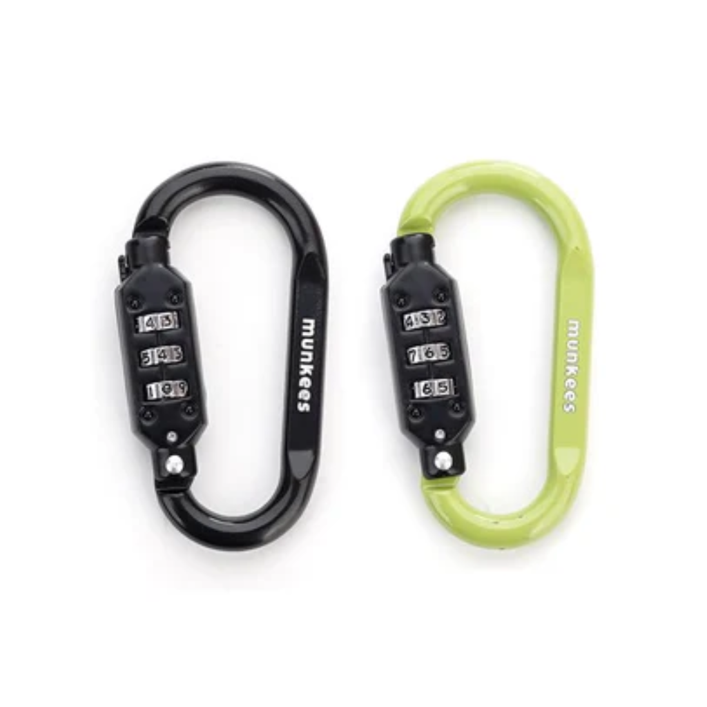 Munkees Zahlenschloss Karabiner D-Form 2er-Set in Schwarz und Grün