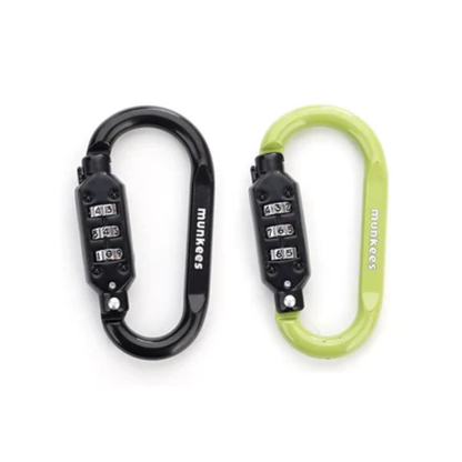 munkees Zahlenschloss-Karabiner D-Form in Schwarz und Grün