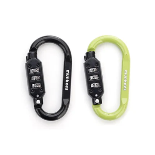 Munkees Zahlenschloss Karabiner D-Form 2er-Set in Schwarz und Grün