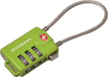 Munkees TSA Kabel-Zahlenschloss Verpackung Rückseite mit Produktinformationen