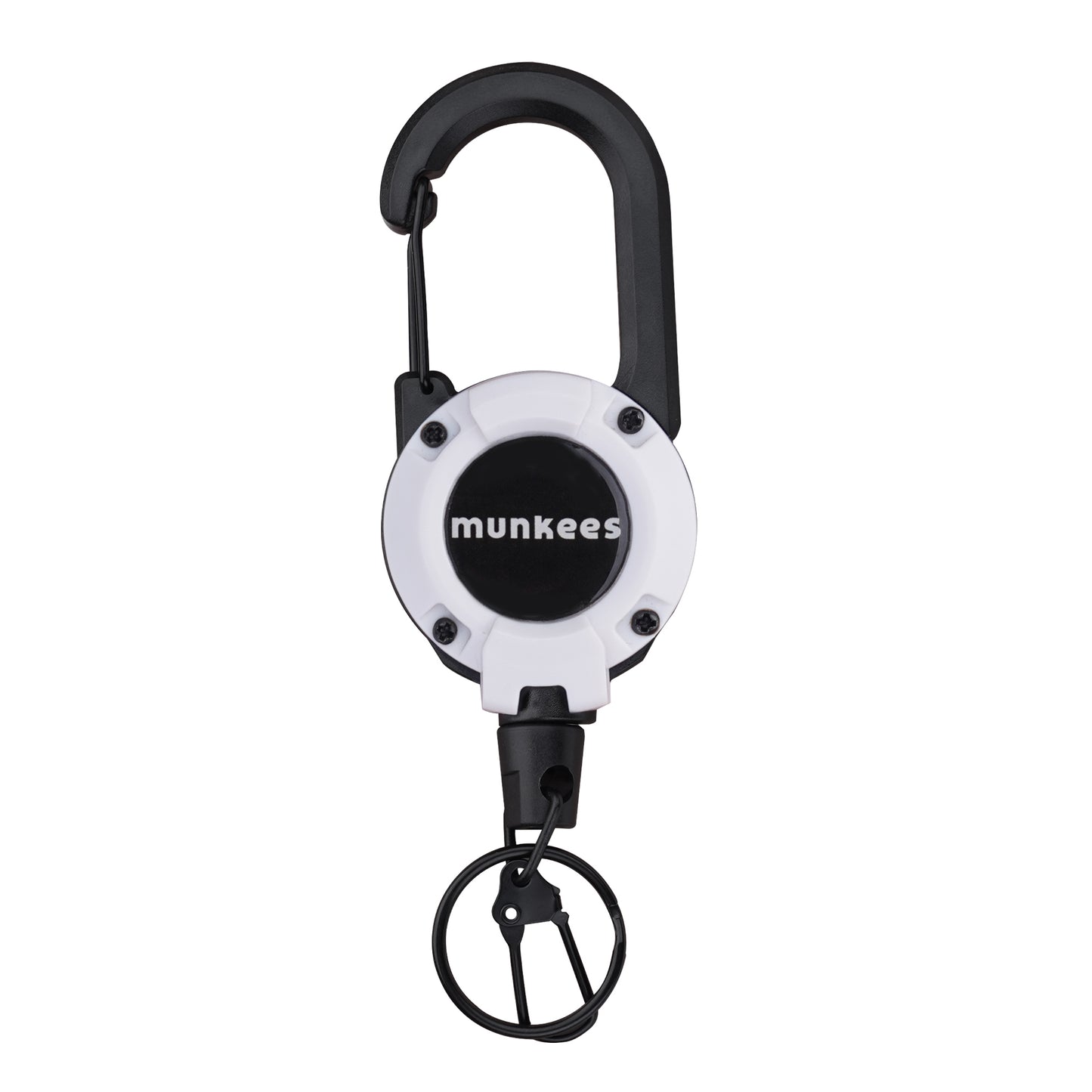 munkees Ausweishalter Weiß mit Karabiner und 64 cm Rückzug Frontansicht