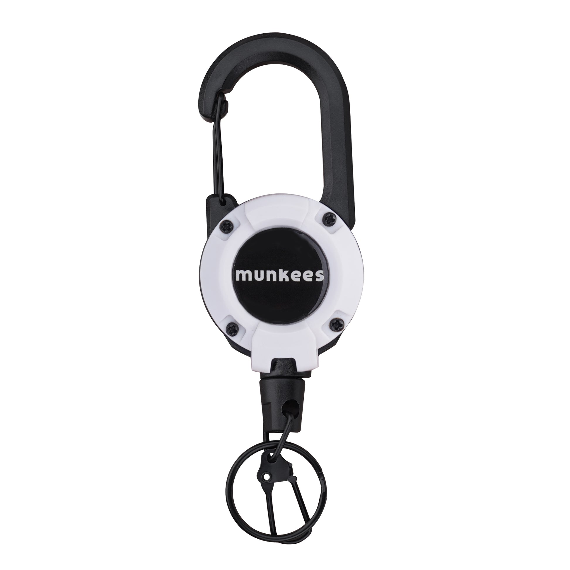 munkees Ausweishalter Weiß mit Karabiner und 64 cm Rückzug Frontansicht