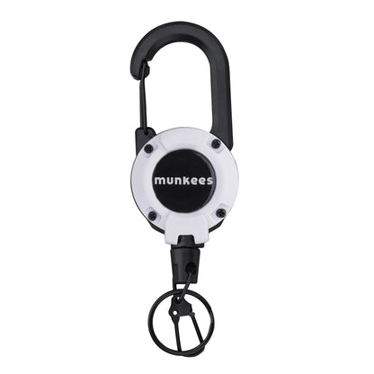 munkees Ausweishalter Weiß mit Karabiner und 64 cm Rückzug Frontansicht