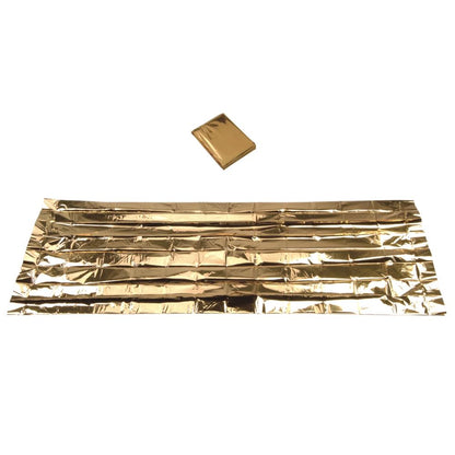 Rettungsdecke Gold kompakt gefaltet silberfarbene Notfalldecke für Outdoor