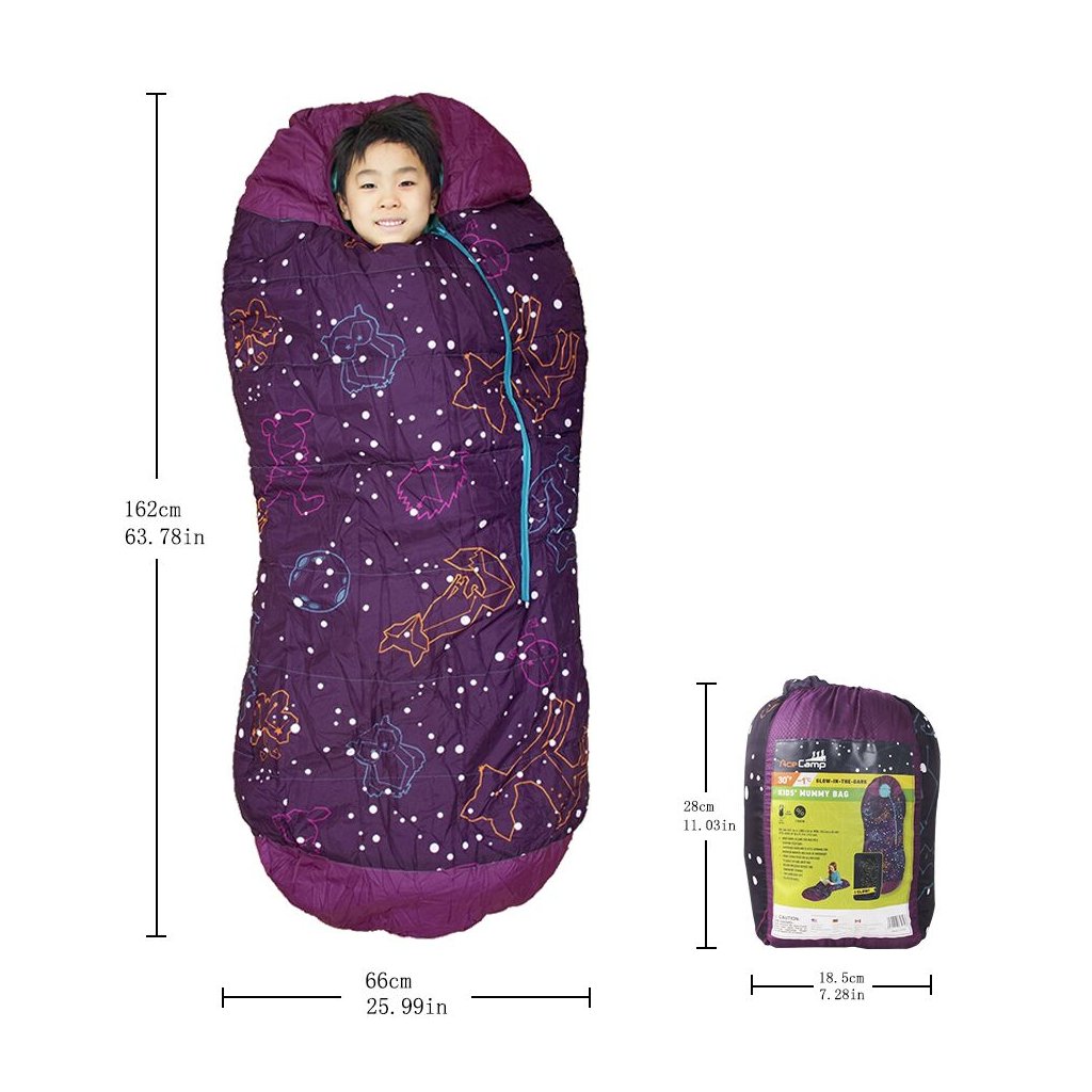AceCamp Kinderschlafsack leuchtend Detailansicht des weichen Innenmaterials