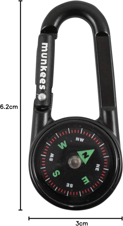 munkees Kompass-Karabiner schwarz geöffneter Schnappverschluss Detailansicht