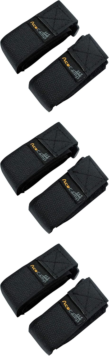 AceCamp 3er-Set Klettgurte 2,5 x 30 cm Schwarz Hauptansicht alle drei Gurte