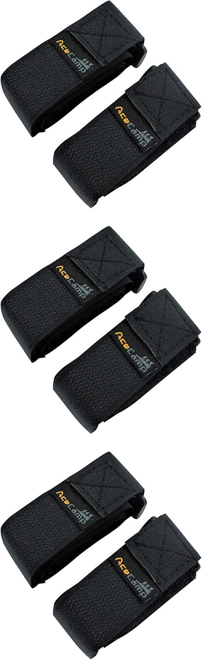 AceCamp 3er-Set Klettgurte 2,5 x 30 cm Schwarz Hauptansicht alle drei Gurte