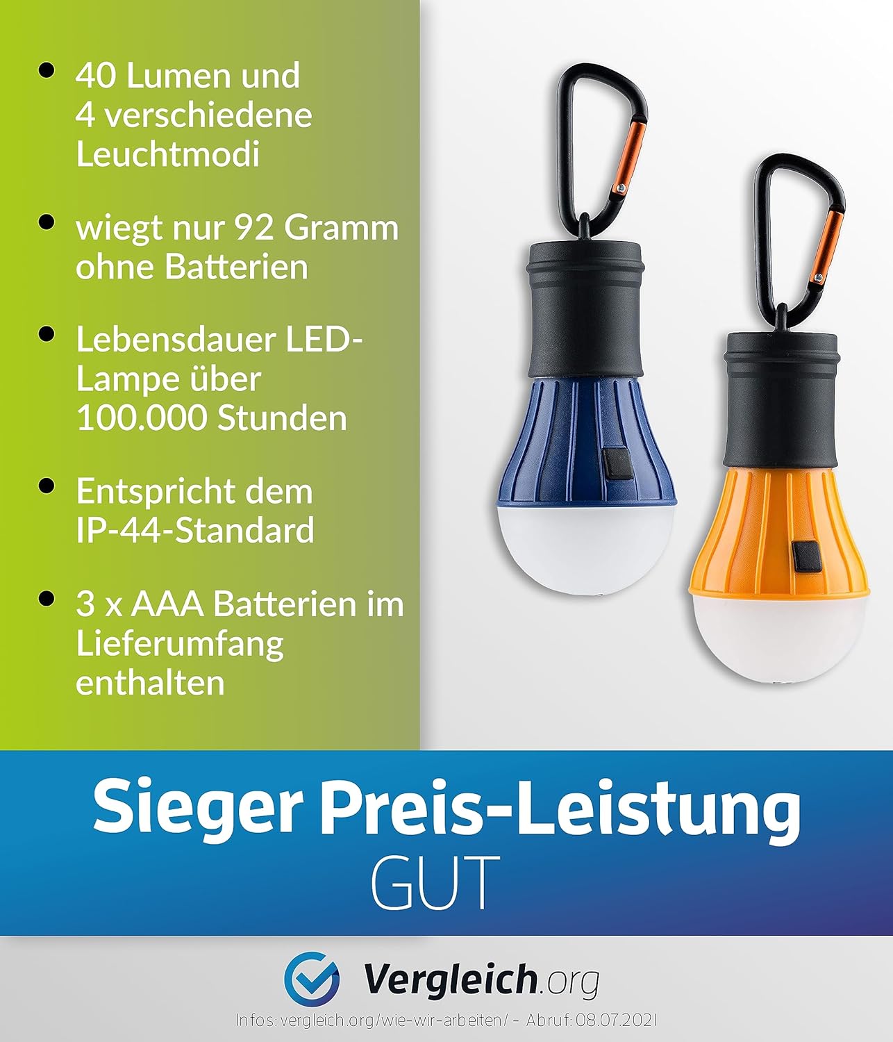 munkees Zeltlampe Orange Verpackung Vorderseite mit Logo und Produktbild