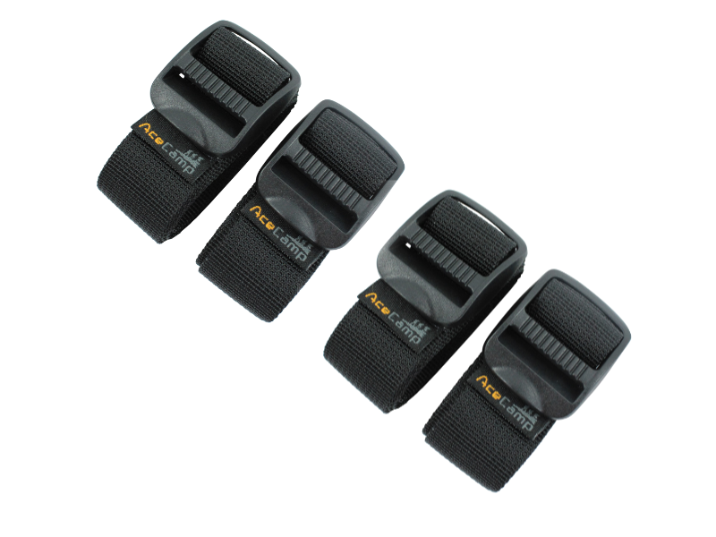 AceCamp Packriemen 4er-Set schwarz 2,5 x 65 cm aufgerollt bereit zum Einsatz